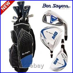 Ben Sayers 2023 M8 Mens Right Hand Golf Set +golf Cart Bag Blue 12 Club Set