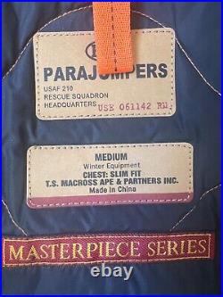 PARAJUMPERS Right Hand Parka Jacket In blue Mens Size UK Medium Fur Trim NEW